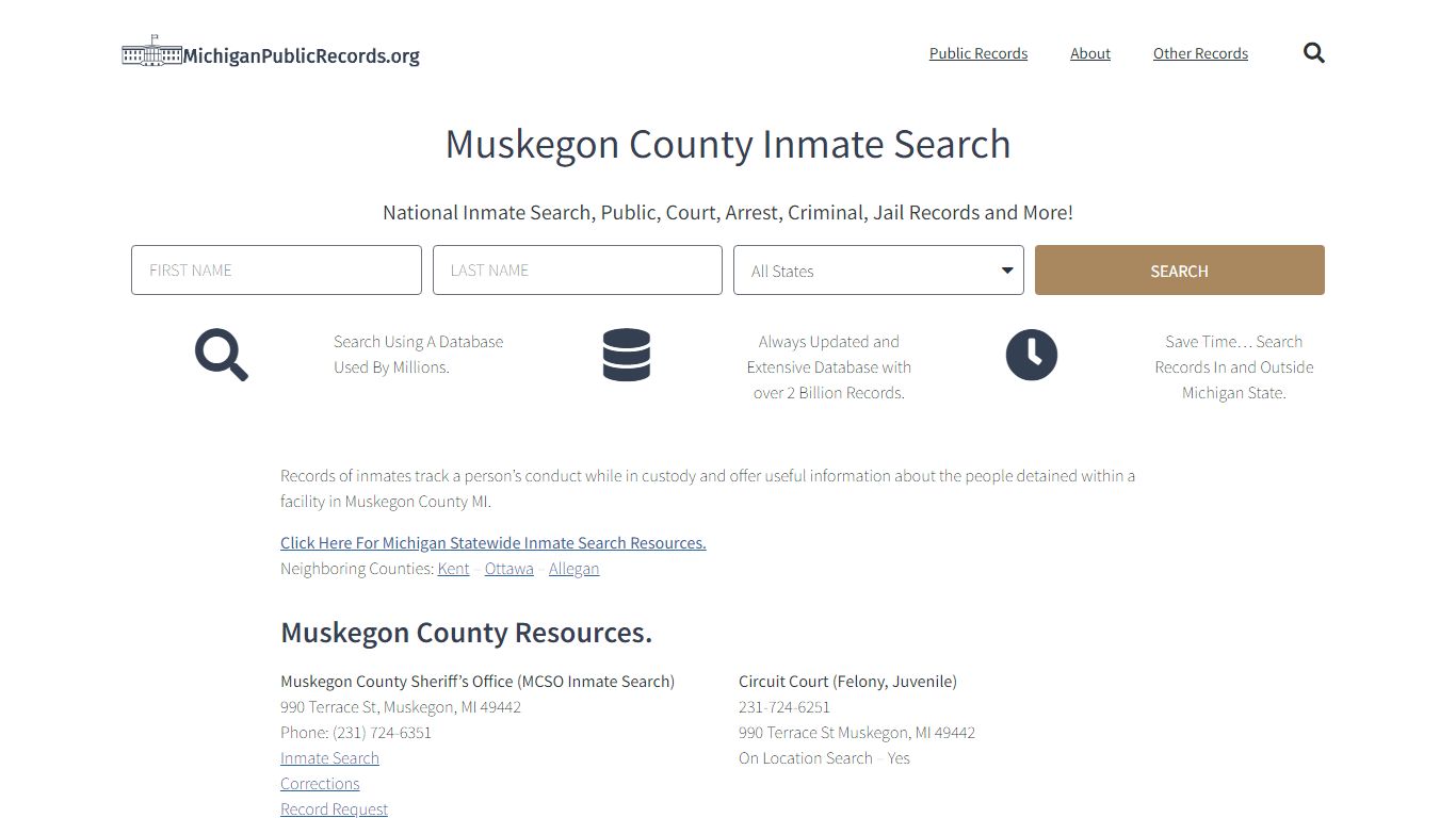 Muskegon County Inmate Search - MCSO Current & Past Jail Records
